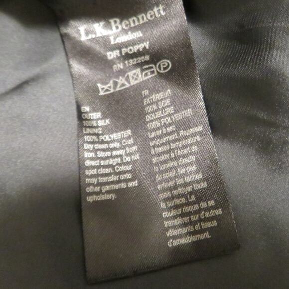 LK Bennett Silk Midi Dress Coquette Floral Short Sleeve Tie Waist Womens 2 NWT - Picture 11 of 11